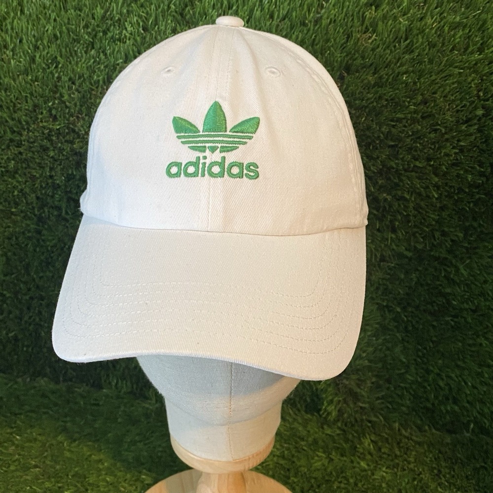Adidas Stan Smith Hat White Green Embroidery Unisex Canvas Strap Back O/S